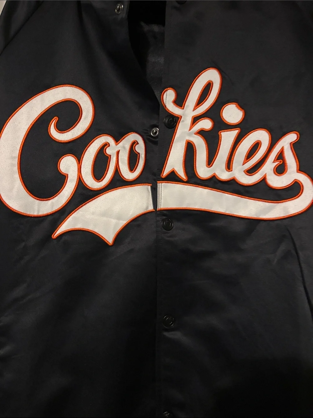 Men’s Variant COOKIES Black Satin Jacket with Orange Trim